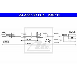 ATE 24.3727-0711.2 Ръчна спирачка,въжен механизъм ATE 24.3727-0711.2 Ръчна спирачка,въжен механизъм