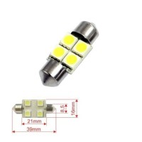 Akhan S39S4W -  White Festoon Lamp C5W 39mm 4 LED SMD license plate light , Interior lighting