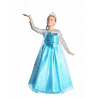 Рокля и тиара(корона) на Елза, Снежната кралица. Карнавален костюм за Момиче, Възраст: 8-10 години  (132 см)