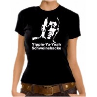 Дамска тениска с лика на Брус Уилис и надпис Yippie Ya Yeah свинска бузо
