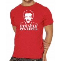 Мъжка тениска с лика на Д-р Хаус и надпис на английски Най-накрая ,Лупус е
