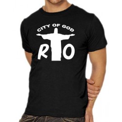 Мъжка тениска с надпис на английски РИО - Градът на бог