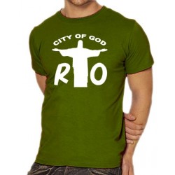 Мъжка тениска с надпис на английски РИО Градът на бог