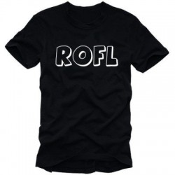Мъжка тениска с надпис на английски ROFL (Въртя се на пода и се смея)